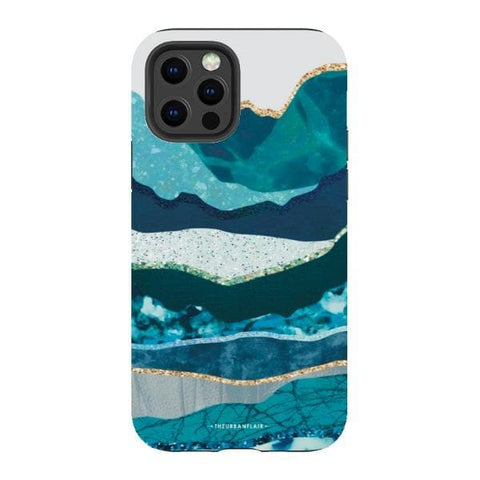 iPhone 12 Pro Gloss (High Sheen) Aesthetic Blue Layered Mountains Tough Phone Case - The Urban Flair