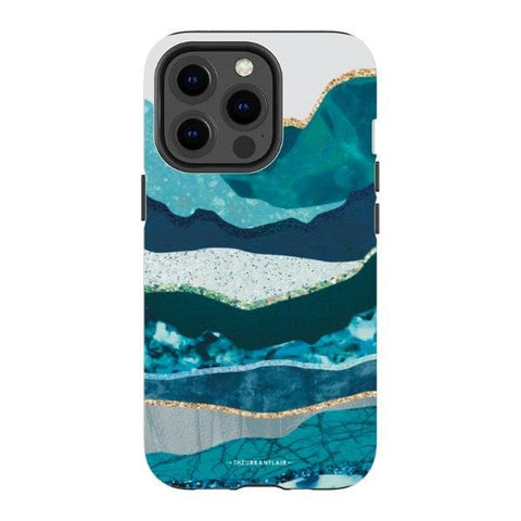 iPhone 13 Pro Gloss (High Sheen) Aesthetic Blue Layered Mountains Tough Phone Case - The Urban Flair