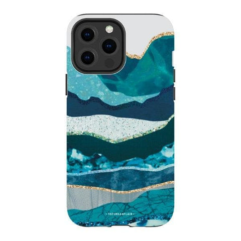 iPhone 13 Pro Max Gloss (High Sheen) Aesthetic Blue Layered Mountains Tough Phone Case - The Urban Flair