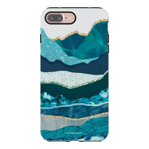 iPhone 7 Plus/8 Plus Satin (Semi-Matte) Aesthetic Blue Layered Mountains Tough Phone Case - The Urban Flair
