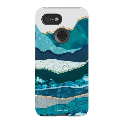 Pixel 3 Gloss (High Sheen) Aesthetic Blue Layered Mountains Tough Phone Case - The Urban Flair