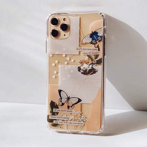 Aesthetic Butterfly Collage Clippings Clear Phone Case iPhone 12 Pro Max by The Urban Flair (Feat)
