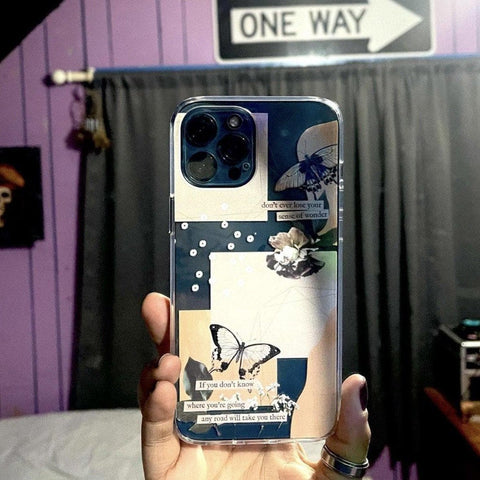 Aesthetic Butterfly Collage Clippings Clear Phone Case iPhone 12 Pro Max by The Urban Flair (Customer Feat)