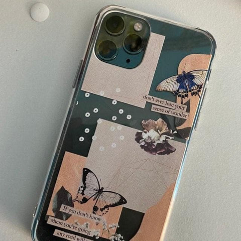 Aesthetic Butterfly Collage Clippings Clear Phone Case iPhone 12 Pro Max by The Urban Flair (Customer Feat)