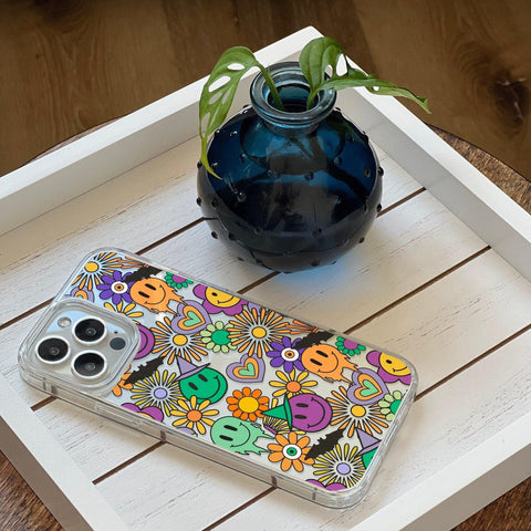 Aesthetic Halloween Smiley Face Phone Case For iPhone 13 Pro Max 12 Mini 11 XR XS 7 8 Plus SE 2022 Clear Cover With Cute Spooky Design Feat