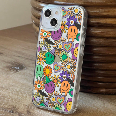 Aesthetic Halloween Smiley Face Phone Case For iPhone 13 Pro Max 12 Mini 11 XR XS 7 8 Plus SE 2022 Clear Cover With Cute Spooky Design Feat