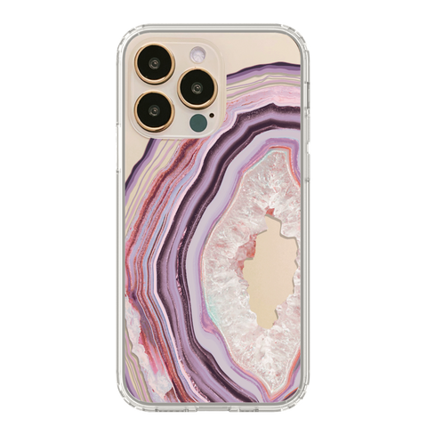 Agate Slice Print Clear Phone Cases For New Gold iPhone 14 Pro