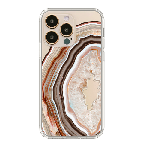 Agate Slice Print Clear Phone Cases For New Gold iPhone 14 Pro