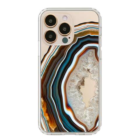 Agate Slice Print Clear Phone Cases For New Gold iPhone 14 Pro