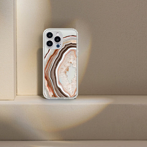 Agate Slice Print Phone Cases For New White Silver iPhone 14 Pro & 14 Pro Max Clear Cases With Aesthetic Geode Feat