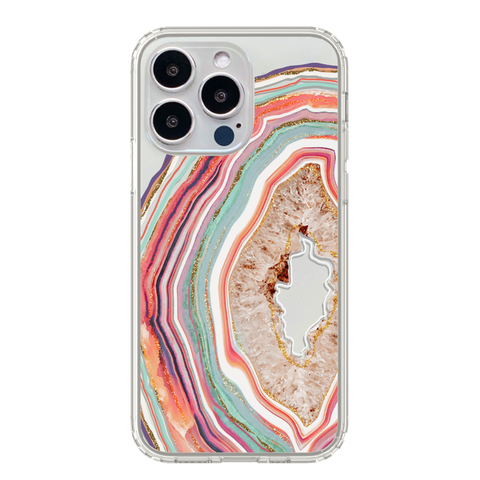Agate Slice Print Clear Phone Cases For New Silver iPhone 14 Pro