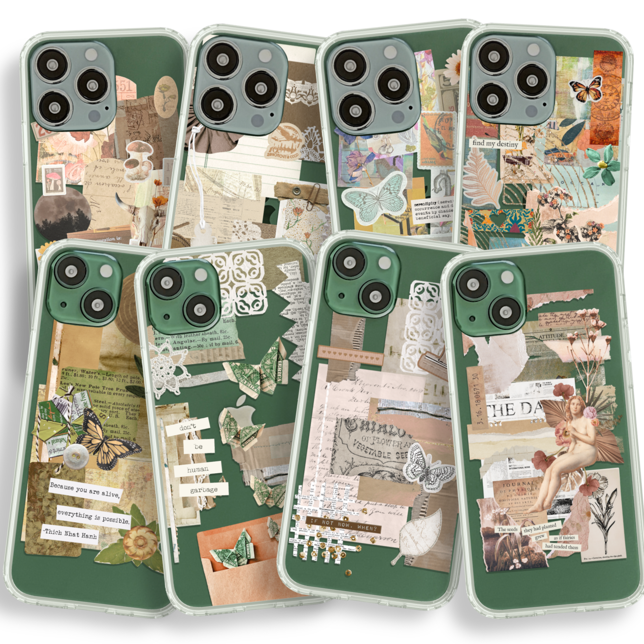 Best Collage Design Clear Phone Cases For Your Alpine Green iPhone 13 Mini, 13, 13 Pro 13 Pro Max
