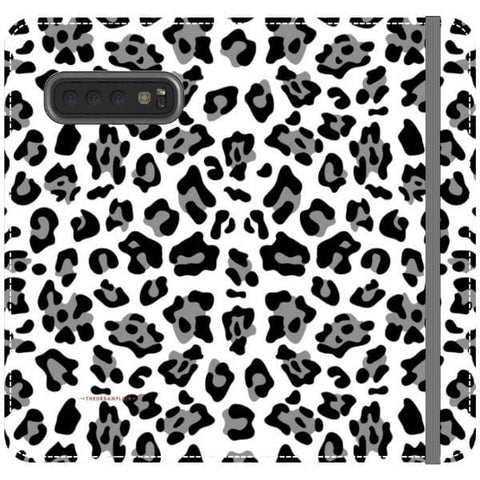 Galaxy S10 Plus Black and White Animal Print Wallet Phone Case - The Urban Flair