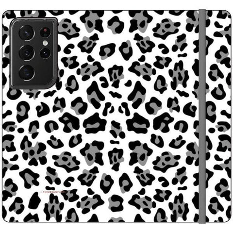 Galaxy S21 Ultra Black and White Animal Print Wallet Phone Case - The Urban Flair