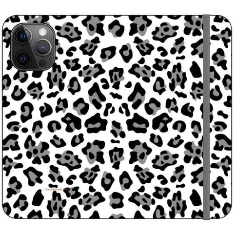 iPhone 12 Pro Max Black and White Animal Print Wallet Phone Case - The Urban Flair