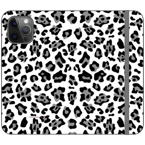 iPhone 12 Pro Black and White Animal Print Wallet Phone Case - The Urban Flair