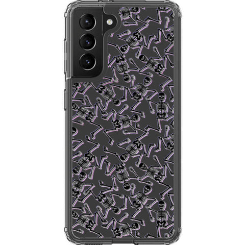 Black Purple Glitch Skeletons Clear Phone Case
