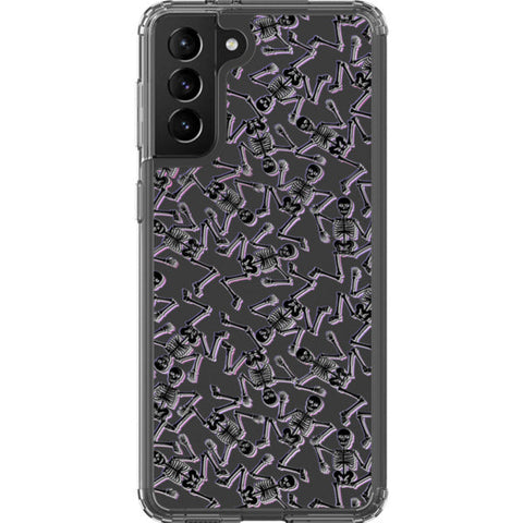 Black Purple Glitch Skeletons Clear Phone Case