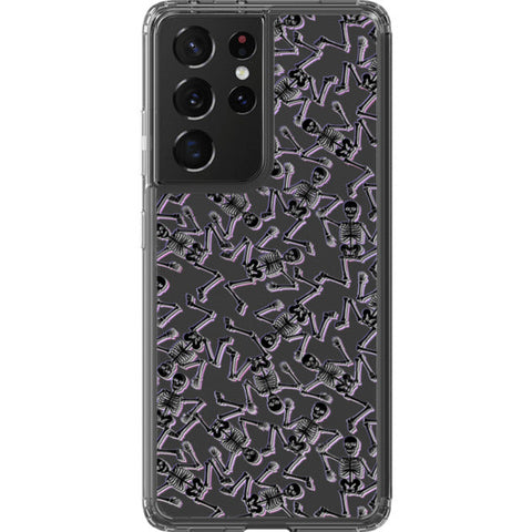 Black Purple Glitch Skeletons Clear Phone Case