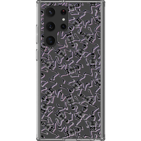 Black Purple Glitch Skeletons Clear Phone Case