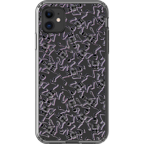 Black Purple Glitch Skeletons Clear Phone Case