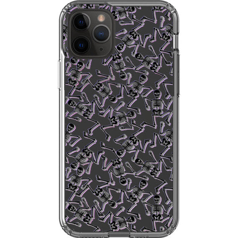 Black Purple Glitch Skeletons Clear Phone Case