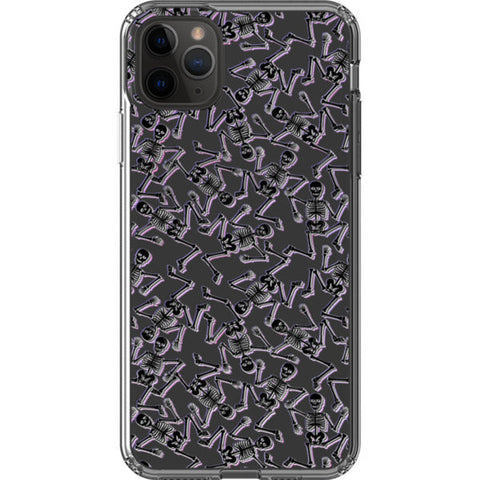Black Purple Glitch Skeletons Clear Phone Case