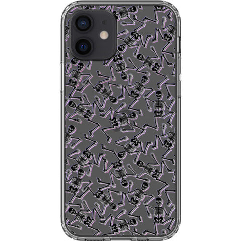 Black Purple Glitch Skeletons Clear Phone Case