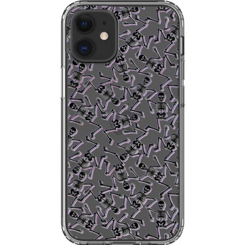 Black Purple Glitch Skeletons Clear Phone Case