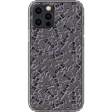 Black Purple Glitch Skeletons Clear Phone Case