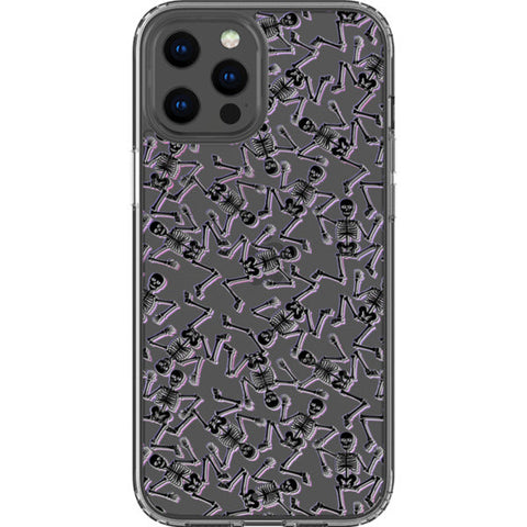 Black Purple Glitch Skeletons Clear Phone Case