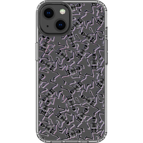 Black Purple Glitch Skeletons Clear Phone Case