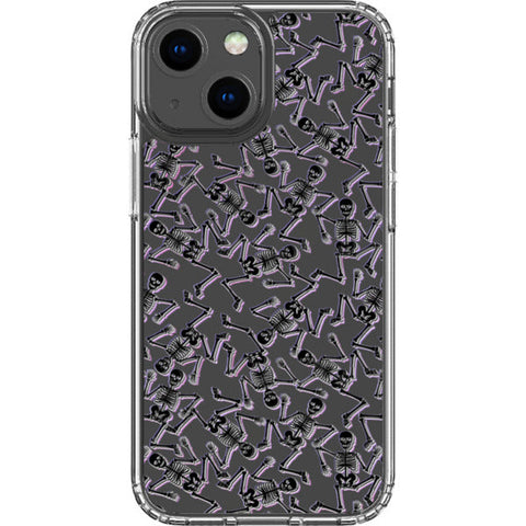 Black Purple Glitch Skeletons Clear Phone Case