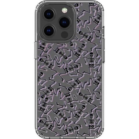 Black Purple Glitch Skeletons Clear Phone Case