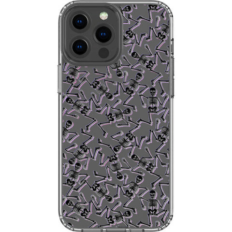 Black Purple Glitch Skeletons Clear Phone Case