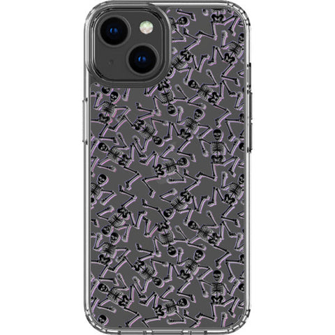 Black Purple Glitch Skeletons Clear Phone Case