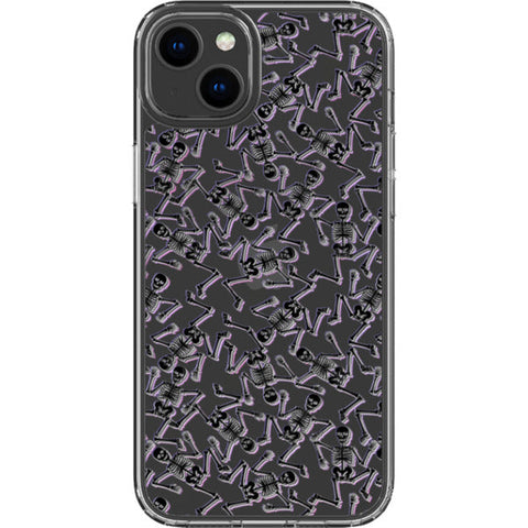Black Purple Glitch Skeletons Clear Phone Case