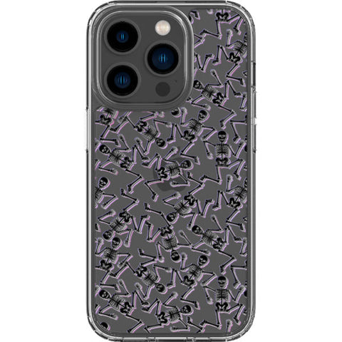 Black Purple Glitch Skeletons Clear Phone Case