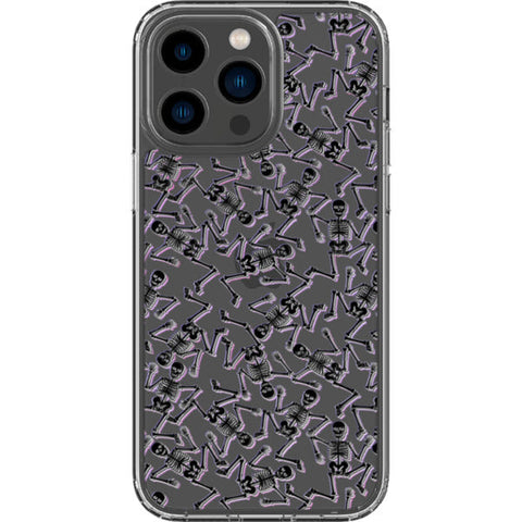 Black Purple Glitch Skeletons Clear Phone Case