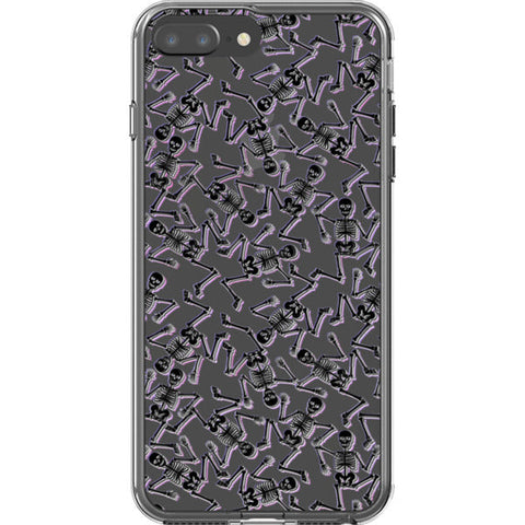 Black Purple Glitch Skeletons Clear Phone Case