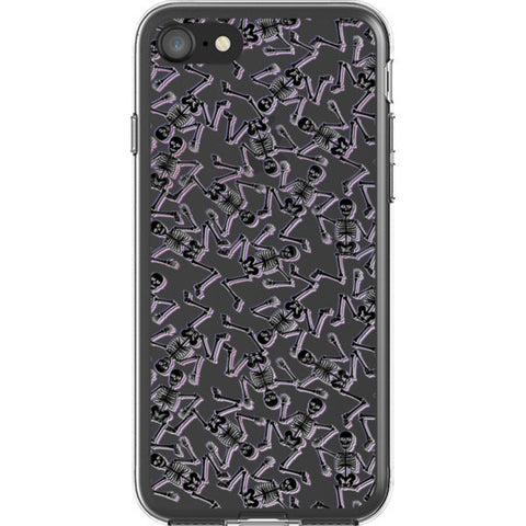 Black Purple Glitch Skeletons Clear Phone Case