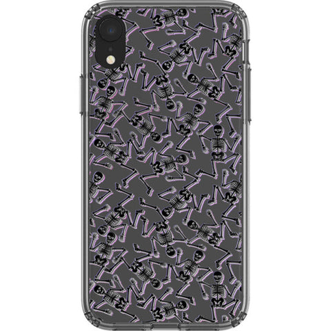 Black Purple Glitch Skeletons Clear Phone Case