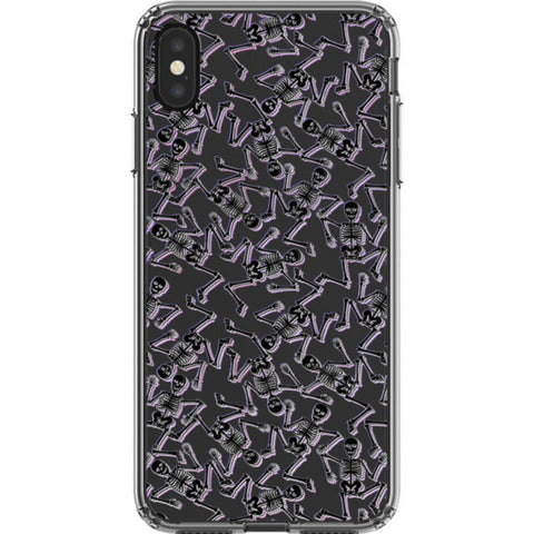 Black Purple Glitch Skeletons Clear Phone Case