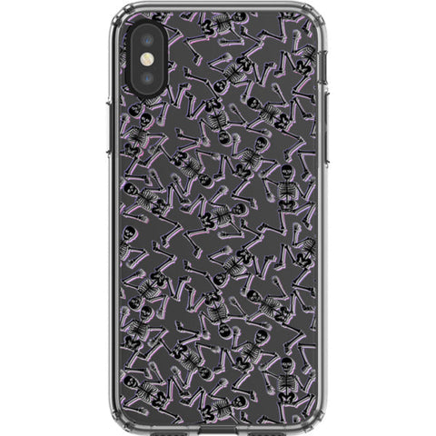 Black Purple Glitch Skeletons Clear Phone Case