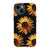 iPhone 13 Satin (Semi-Matte) Black Sunflower Tough Phone Case - The Urban Flair