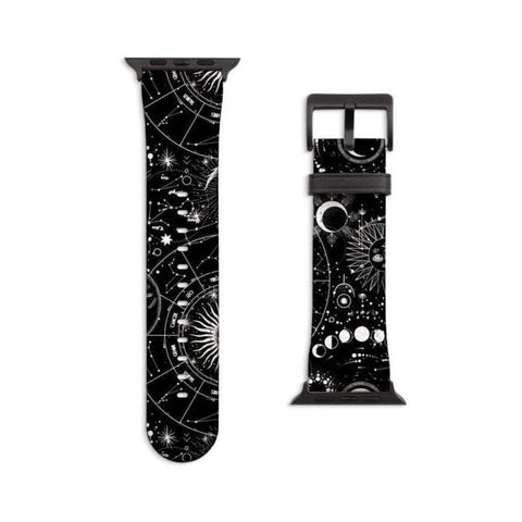 Shop The Black White Zodiac Apple Watch Band Exclusively at The Urban Flair - Trendy Faux/Vegan Leather iWatch Straps - Affordable Replacements Bands For Women