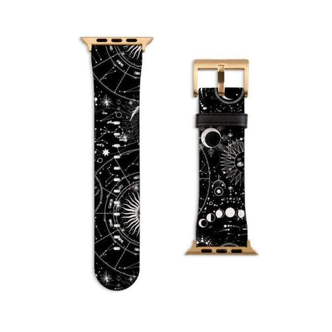 Shop The Black White Zodiac Apple Watch Band Exclusively at The Urban Flair - Trendy Faux/Vegan Leather iWatch Straps - Affordable Replacements Bands For Women