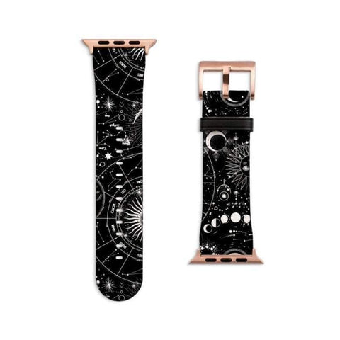 Shop The Black White Zodiac Apple Watch Band Exclusively at The Urban Flair - Trendy Faux/Vegan Leather iWatch Straps - Affordable Replacements Bands For Women