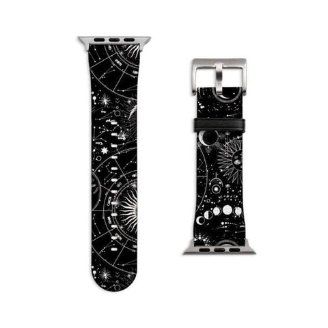 Shop The Black White Zodiac Apple Watch Band Exclusively at The Urban Flair - Trendy Faux/Vegan Leather iWatch Straps - Affordable Replacements Bands For Women