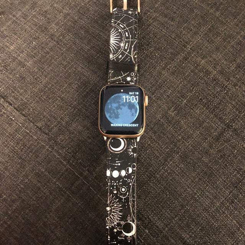 Shop The Black White Zodiac Apple Watch Band Exclusively at The Urban Flair - Trendy Faux/Vegan Leather iWatch Straps - Affordable Replacements Bands For Women